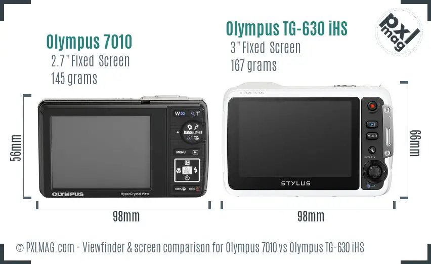 Olympus 7010 vs Olympus TG-630 iHS Screen and Viewfinder comparison