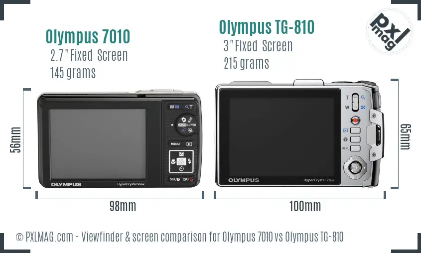 Olympus 7010 vs Olympus TG-810 Screen and Viewfinder comparison