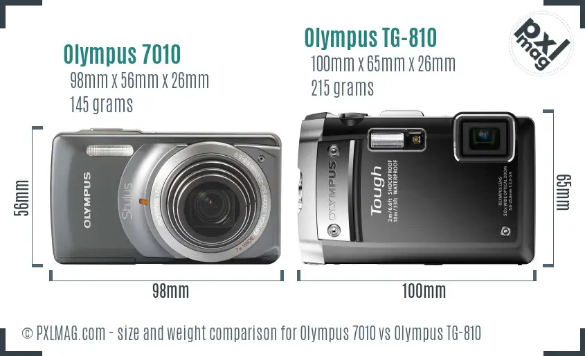 Olympus 7010 vs Olympus TG-810 size comparison
