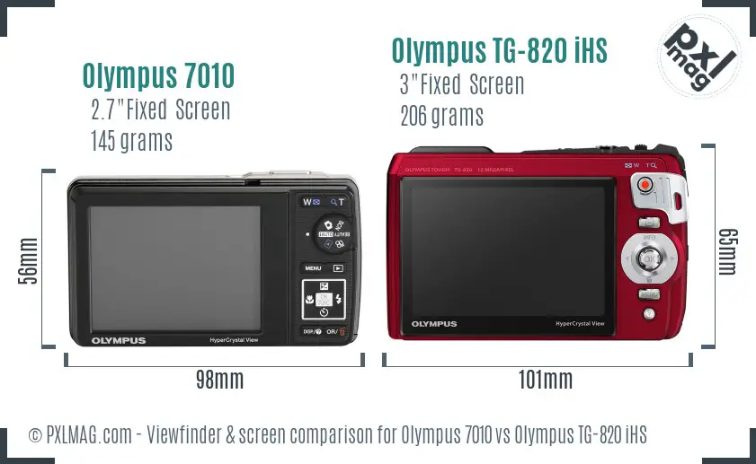 Olympus 7010 vs Olympus TG-820 iHS Screen and Viewfinder comparison
