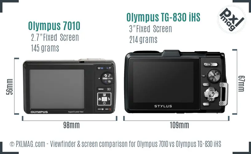 Olympus 7010 vs Olympus TG-830 iHS Screen and Viewfinder comparison