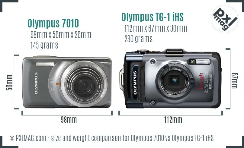 Olympus 7010 vs Olympus TG-1 iHS size comparison