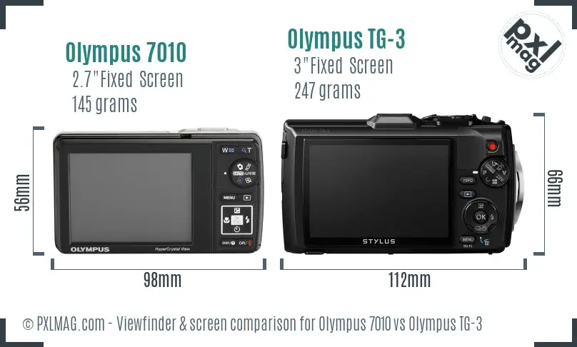Olympus 7010 vs Olympus TG-3 Screen and Viewfinder comparison