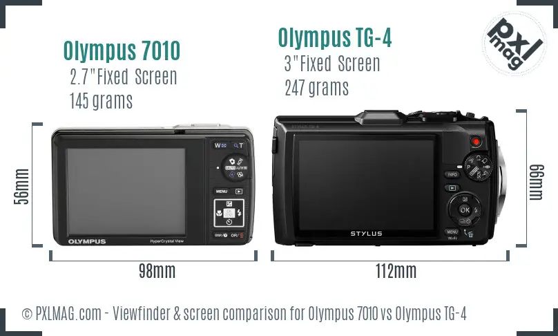 Olympus 7010 vs Olympus TG-4 Screen and Viewfinder comparison