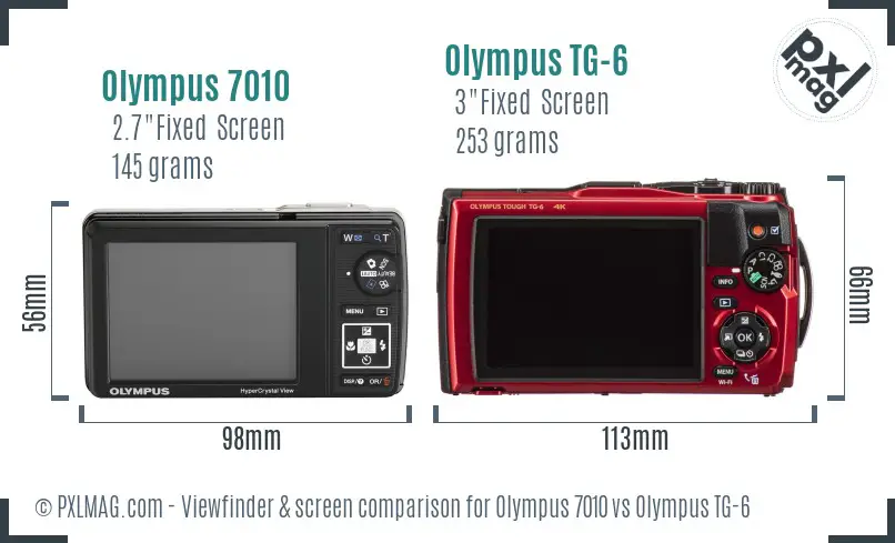 Olympus 7010 vs Olympus TG-6 Screen and Viewfinder comparison