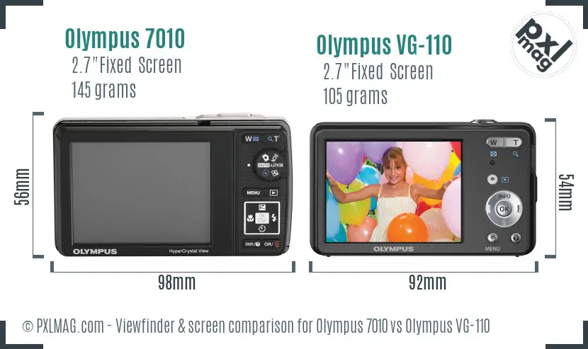 Olympus 7010 vs Olympus VG-110 Screen and Viewfinder comparison