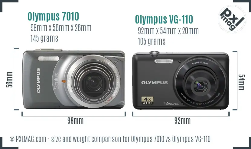 Olympus 7010 vs Olympus VG-110 size comparison