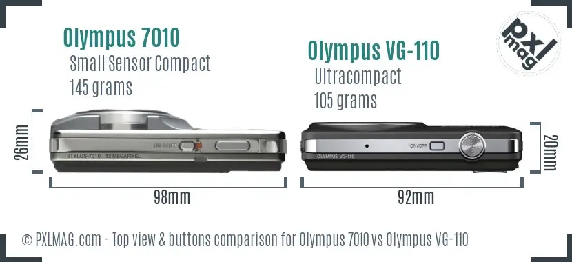 Olympus 7010 vs Olympus VG-110 top view buttons comparison