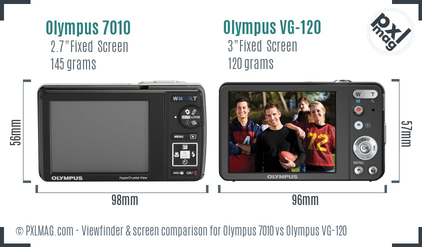 Olympus 7010 vs Olympus VG-120 Screen and Viewfinder comparison