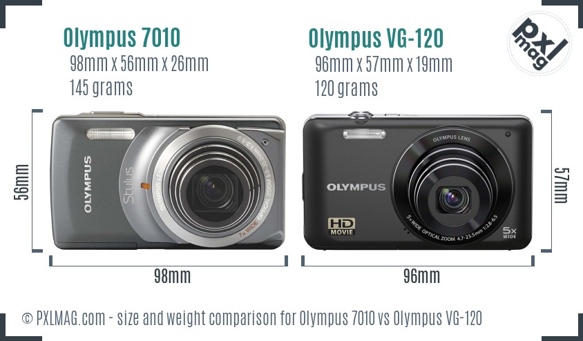 Olympus 7010 vs Olympus VG-120 size comparison