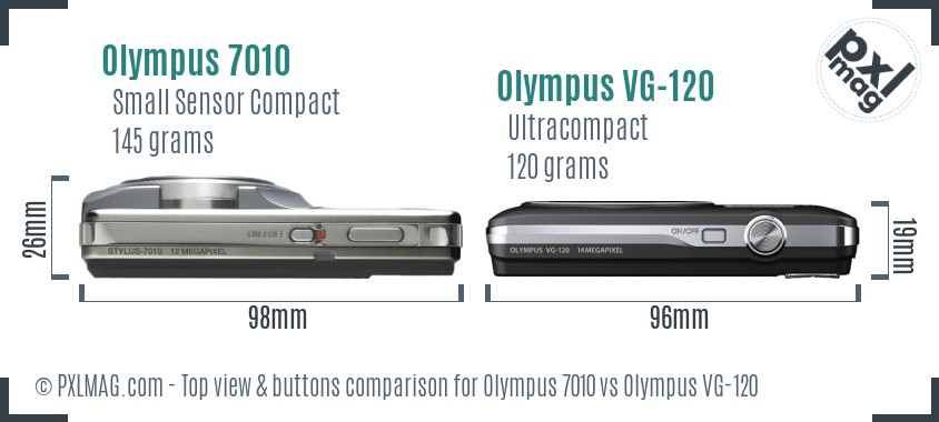 Olympus 7010 vs Olympus VG-120 top view buttons comparison