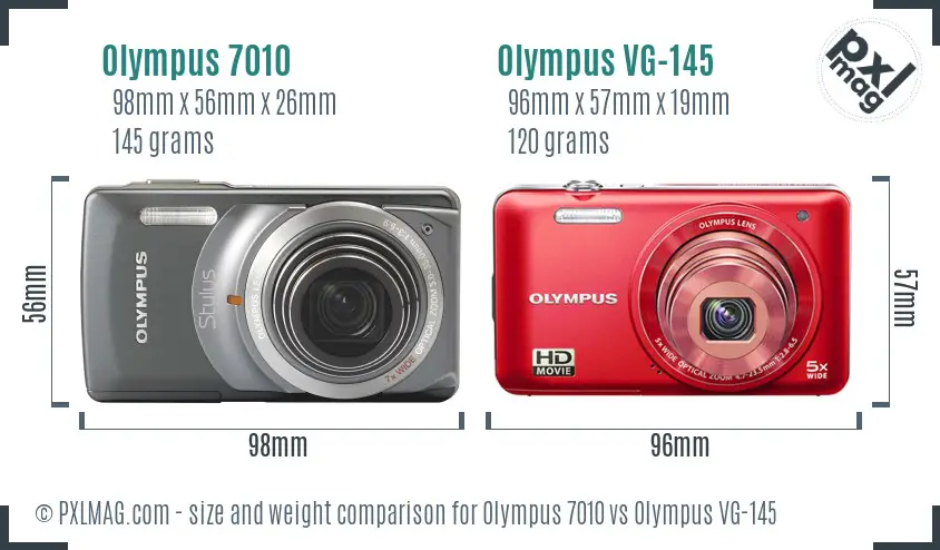 Olympus 7010 vs Olympus VG-145 size comparison