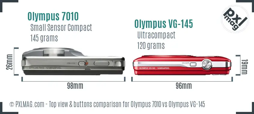 Olympus 7010 vs Olympus VG-145 top view buttons comparison