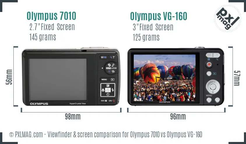 Olympus 7010 vs Olympus VG-160 Screen and Viewfinder comparison