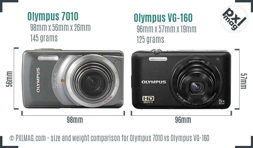 Olympus 7010 vs Olympus VG-160 size comparison