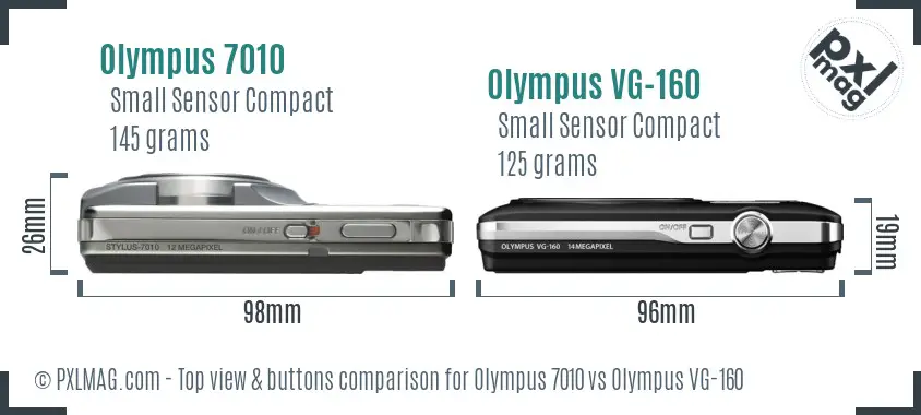 Olympus 7010 vs Olympus VG-160 top view buttons comparison