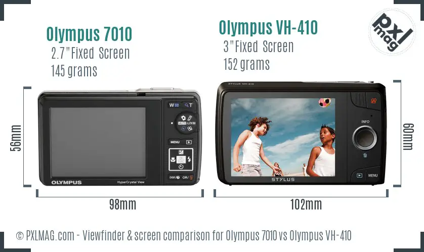 Olympus 7010 vs Olympus VH-410 Screen and Viewfinder comparison