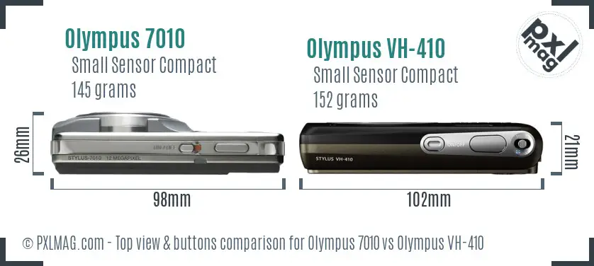 Olympus 7010 vs Olympus VH-410 top view buttons comparison