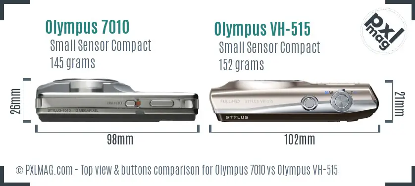 Olympus 7010 vs Olympus VH-515 top view buttons comparison