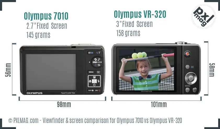 Olympus 7010 vs Olympus VR-320 Screen and Viewfinder comparison