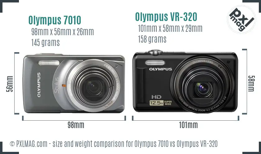 Olympus 7010 vs Olympus VR-320 size comparison