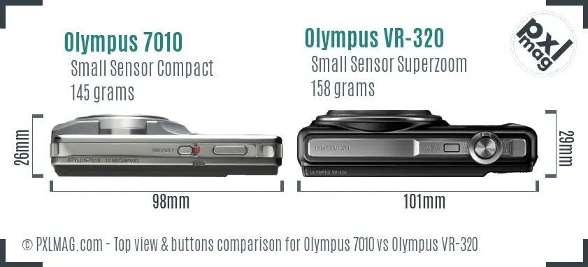 Olympus 7010 vs Olympus VR-320 top view buttons comparison