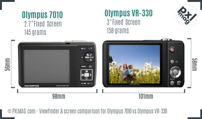 Olympus 7010 vs Olympus VR-330 Screen and Viewfinder comparison