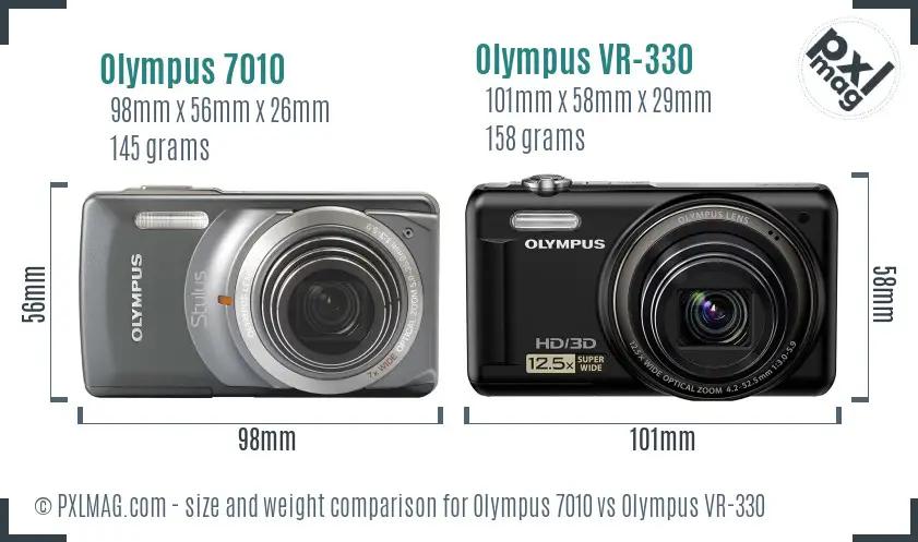 Olympus 7010 vs Olympus VR-330 size comparison