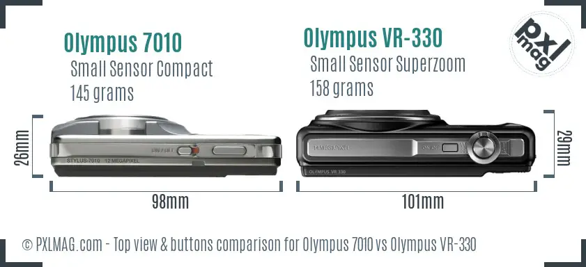 Olympus 7010 vs Olympus VR-330 top view buttons comparison