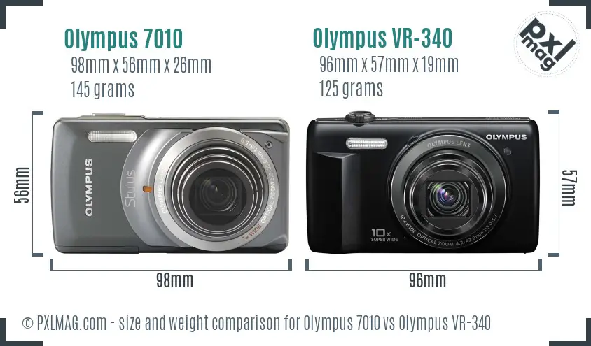Olympus 7010 vs Olympus VR-340 size comparison