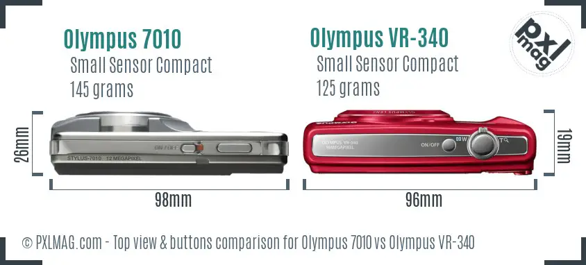 Olympus 7010 vs Olympus VR-340 top view buttons comparison