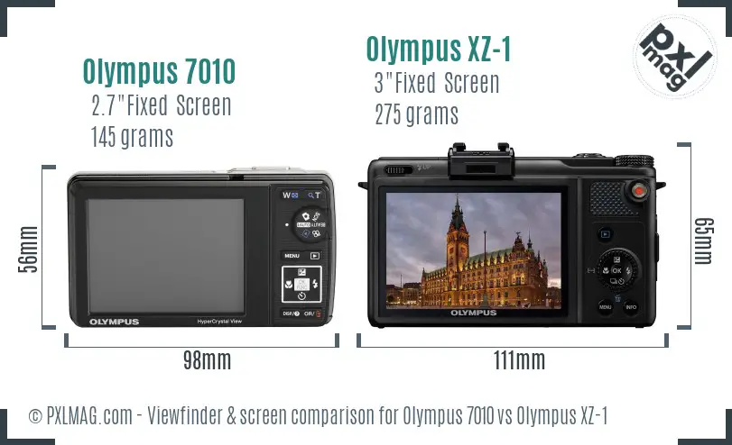Olympus 7010 vs Olympus XZ-1 Screen and Viewfinder comparison