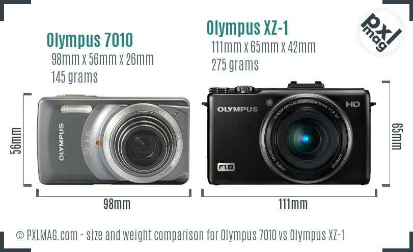 Olympus 7010 vs Olympus XZ-1 size comparison