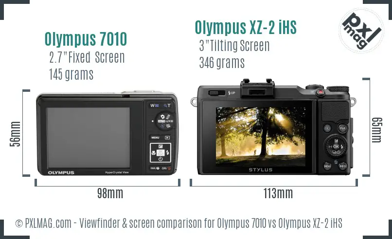 Olympus 7010 vs Olympus XZ-2 iHS Screen and Viewfinder comparison