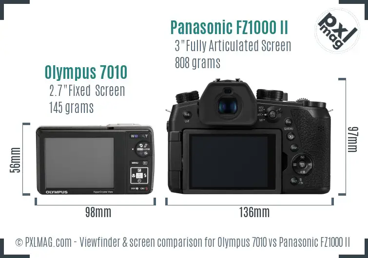 Olympus 7010 vs Panasonic FZ1000 II Screen and Viewfinder comparison