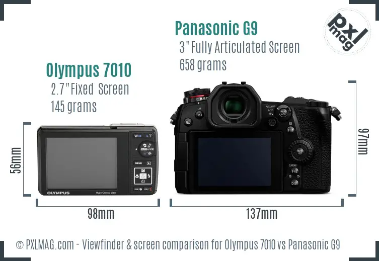 Olympus 7010 vs Panasonic G9 Screen and Viewfinder comparison