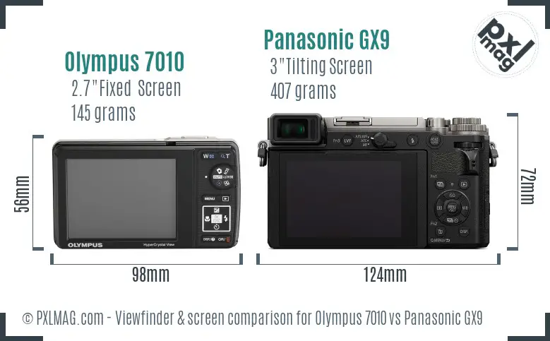 Olympus 7010 vs Panasonic GX9 Screen and Viewfinder comparison