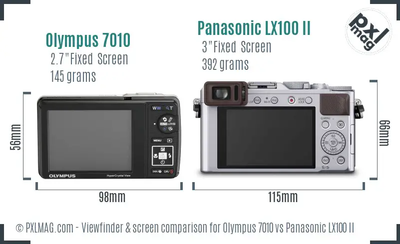 Olympus 7010 vs Panasonic LX100 II Screen and Viewfinder comparison