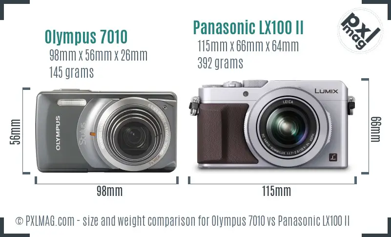 Olympus 7010 vs Panasonic LX100 II size comparison