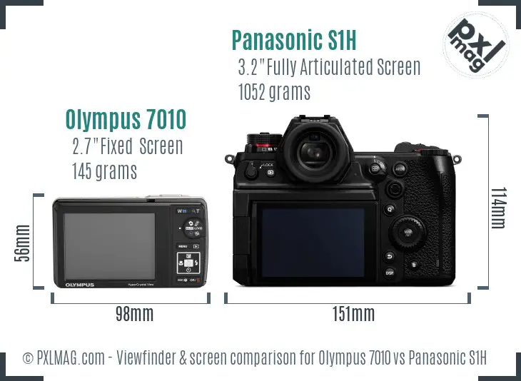 Olympus 7010 vs Panasonic S1H Screen and Viewfinder comparison