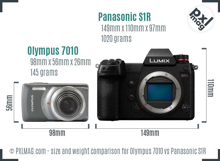 Olympus 7010 vs Panasonic S1R size comparison