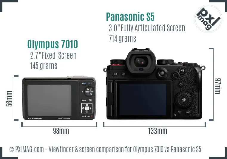 Olympus 7010 vs Panasonic S5 Screen and Viewfinder comparison