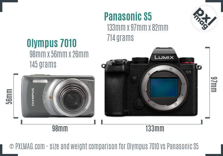 Olympus 7010 vs Panasonic S5 size comparison