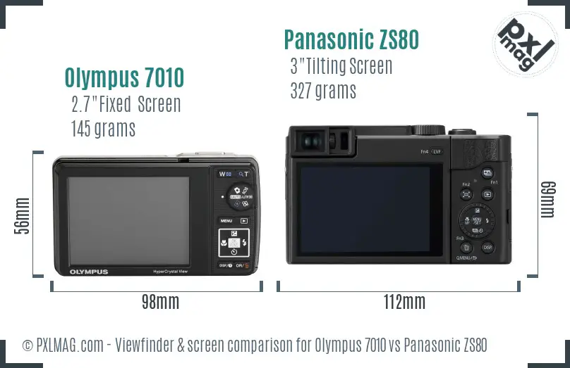 Olympus 7010 vs Panasonic ZS80 Screen and Viewfinder comparison