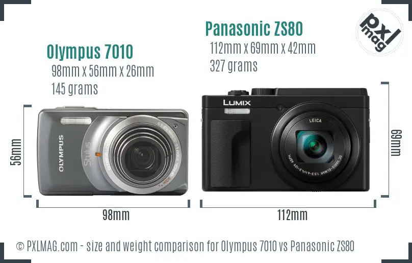 Olympus 7010 vs Panasonic ZS80 size comparison