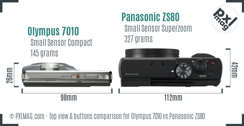 Olympus 7010 vs Panasonic ZS80 top view buttons comparison