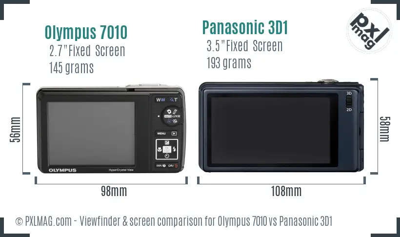 Olympus 7010 vs Panasonic 3D1 Screen and Viewfinder comparison