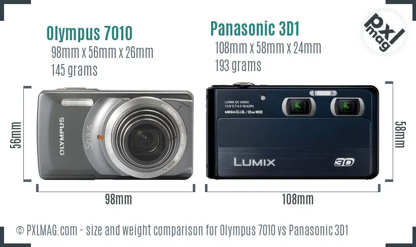 Olympus 7010 vs Panasonic 3D1 size comparison