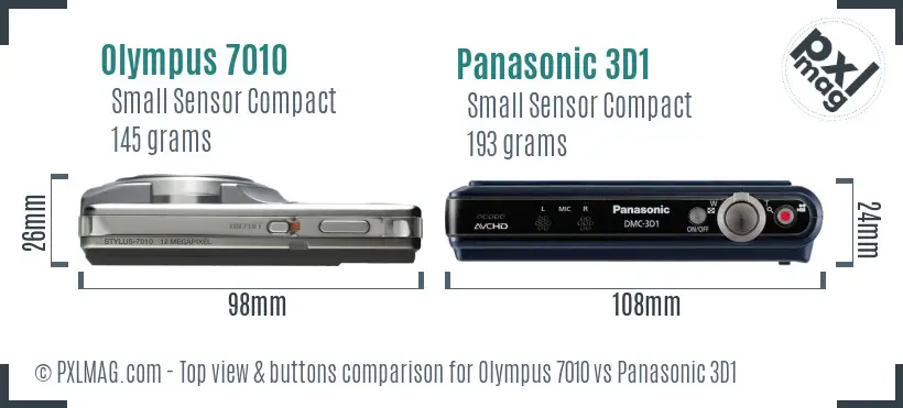 Olympus 7010 vs Panasonic 3D1 top view buttons comparison