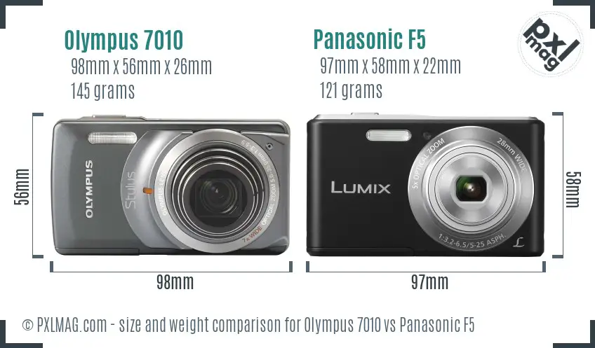 Olympus 7010 vs Panasonic F5 size comparison